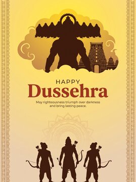 Dussehra Greeting Card With Ravana Silhouette