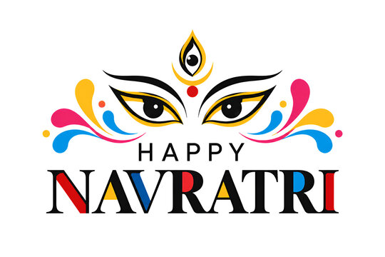 Illustration of Indian festival Navratri with beautiful calligraphy With Durga Eyes Artwork