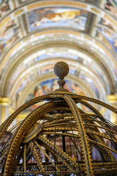 Ornate Armillary Sphere Detail, El Escorial Library, Madrid, Spain