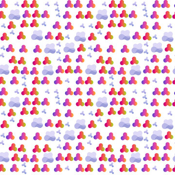 Seamless pattern of abstract trefoil and cloud shapes