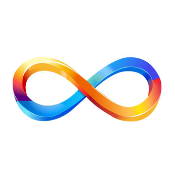3D colorful infinity symbol vector illustration on transparent background