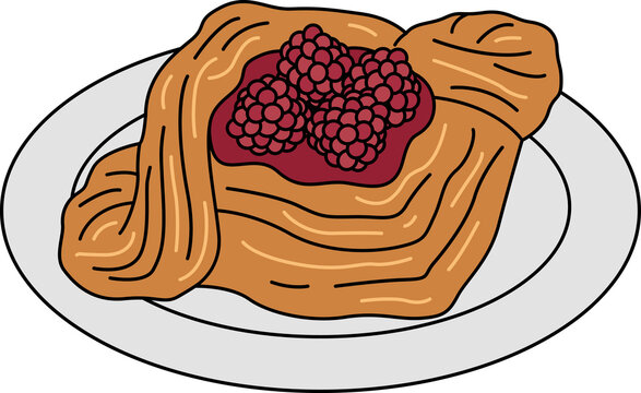 Raspberry Filled Danish Pastry Illustration