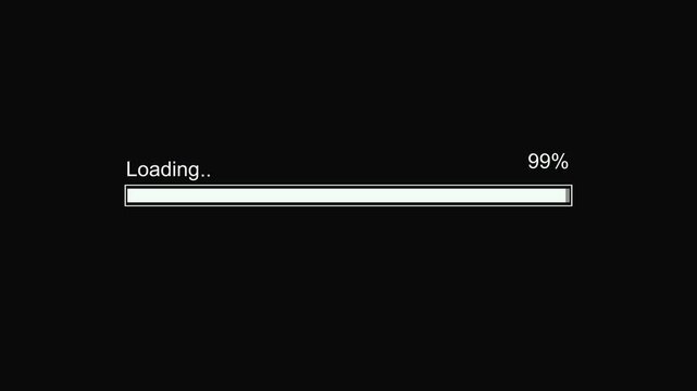 Loading bar downloading progress animation loading transfer download 0 to 100% on alpha channel transparent