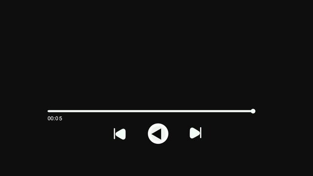 Music player overlay on transparent background, Multimedia player template, Audio music timeline bar moving with track on