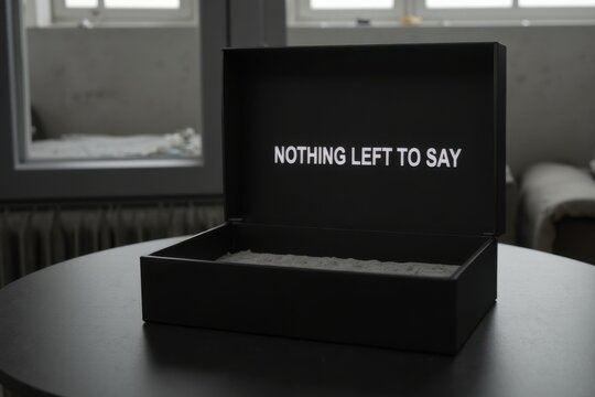Black Box with Nothing Left to Say Message Representing Silence and Creative Exhaustion