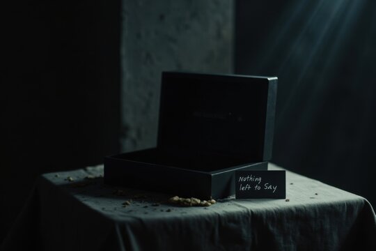 Dark Box with Nothing Left to Say Note Creating Moody Silence Concept