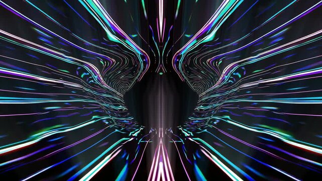 Symmetrical teal and pink energy falling into a dark center, altered state seamless vj loop for mind and consciousness themes