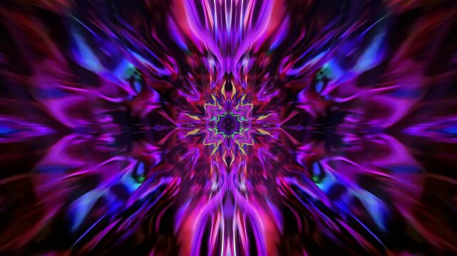 Blue and green kaleidoscope mandala tunnel, seamless vj loop for festival decor, visionary art and projection domes