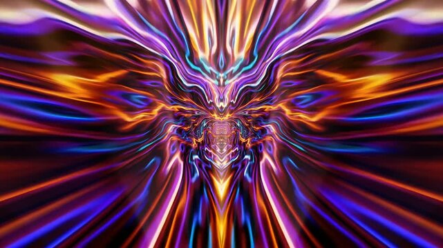 Mirrored liquid shapes forming a colorful inkblot figure, rorschach style seamless vj loop for psychology visuals