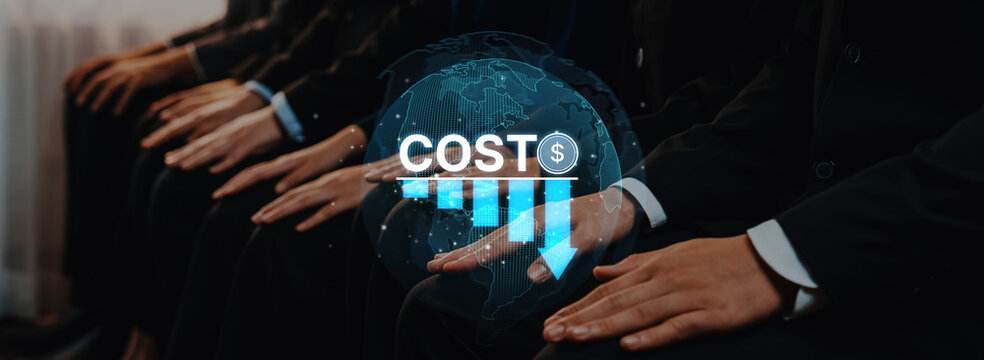 A professional business meeting showcasing a focus on cost management and growth indicators, highlighting the importance of strategic fiscal planning in corporate settings. Trope
