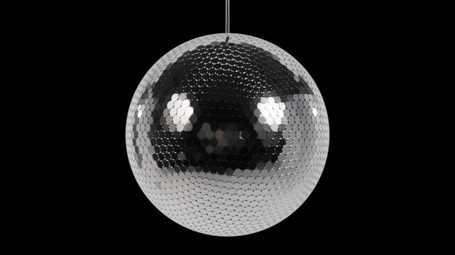 Spinning 3D Disco Mirror Ball Animation Alpha Channel Seamless Loop 4K
