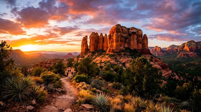 Dramatic Sunrise Over Red Rock Formations in Sedona Arizona