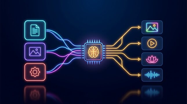Artificial Intelligence Multimodal Generative Model Concept
