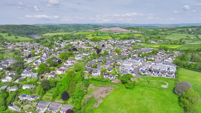 Stoke Gabriel from a drone, Devon, South Hams, England, United Kingdom