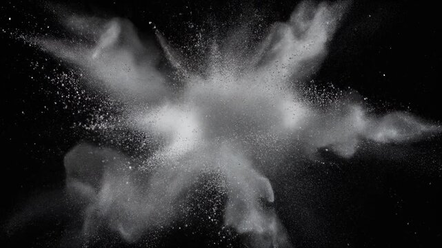 White Powder Starburst Exploding on Black 4K
