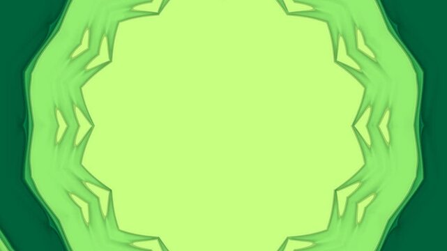 A mesmerizing abstract animation set against a vibrant green background featuring intricate layered geometric patterns that evolve into pulsating