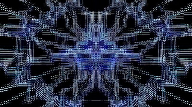 Radial burst of blue geometric lines, energetic seamless vj loop for tech conference and keynote openers