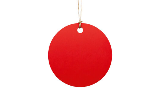 Round red blank hanging gift tag detailed decorative asset