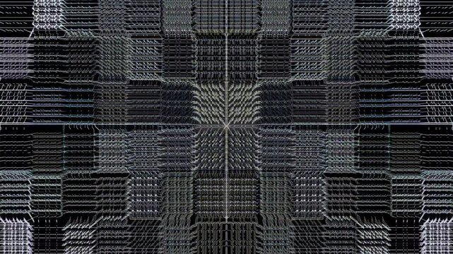 Hi-tech digital grid waves, fintech and blockchain themed seamless vj loop motion background for finance presentations