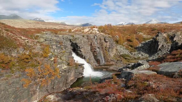 Storulfossen Waterfall, Store Ula River, Autumn, Rondane National Park
