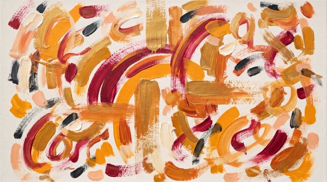 Abstract oil painting with yellow and orange brush strokes for artistic background concept