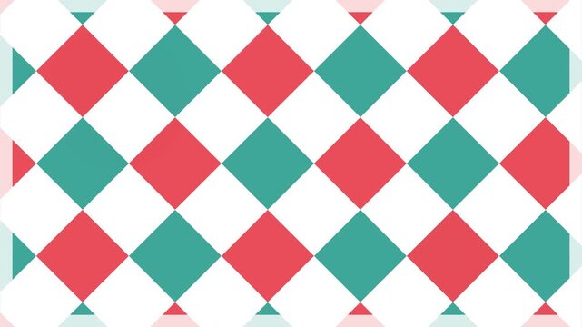 Colorful geometric diamond pattern with red and teal shapes