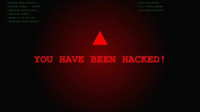 Cyber Attack Sequence Starting with a Fake Software Installation Progress Bar Leading to a Dramatic Red Warning Screen with Text You Have Been Hacked Representing Malware and Data Security Breach