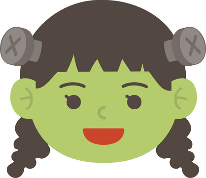 Cute little zombie girl character avatar face icon