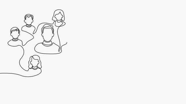 Continuous Line Art Animation Of Family Tree Network Multigenerational Lineage