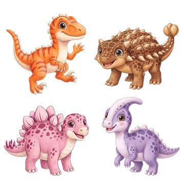 Cute Colorful Baby Dinosaur Characters Collection