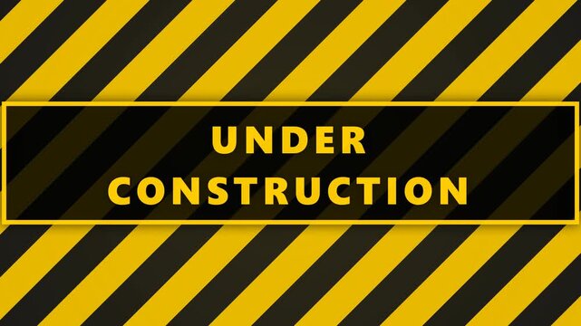 Yellow and Black Under Construction Sign with Diagonal Stripes