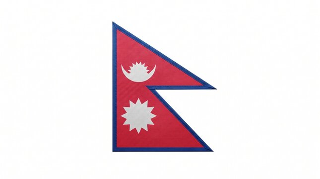Nepal national flag design with blue border and red background featuring white emblem