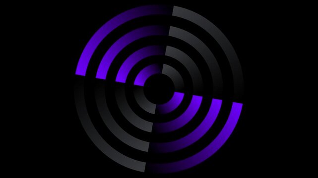 Abstract purple and black rotating concentric circles motion footage clip