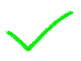 Hand Drawn Neon Green Check Mark Brush Stroke on Transparent Background © projeto