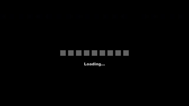 Loading Bar Animation Rectangle Shape Up Down Main Opacity Color With Text Loading Clean White Transparent Background. Perfect For UI or Overlay Video Element.