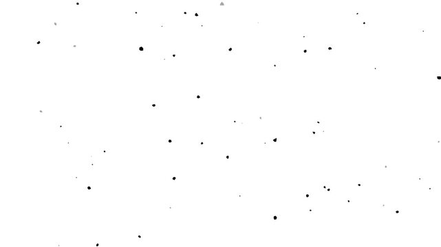 Authentic vintage film grain texture overlay with black dust particles and scratches on a white background for cinematic retro video effects and old movie aesthetic and analog look.