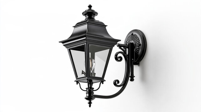 Black wall sconce lantern lamp isolated on a white background