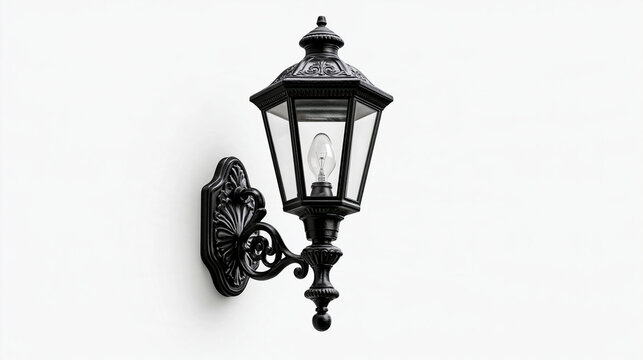 Classic black wall sconce lantern isolated on white background