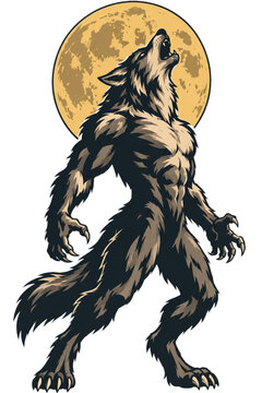 werewolf howling vector