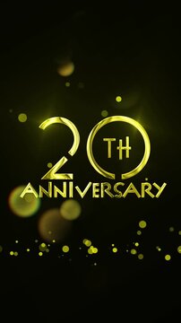 20th Anniversary Gold Typography Animation with Luxury Particles and Elegant Bokeh