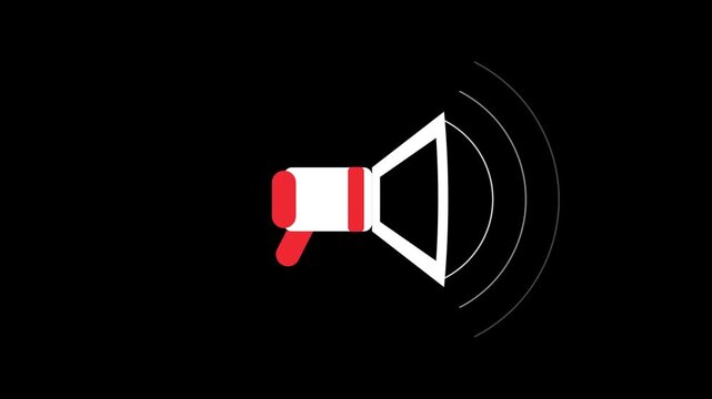 Flat vector icon of a megaphone with sound waves broadcasting announcements