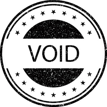 Black void rubber stamp icon for invalidating documents and marking cancelled transactions or failed legal forms
