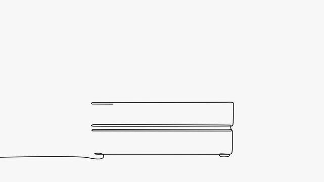 Continuous line art animation of a wooden crate filled with fresh green leafy vegetables and produce.   