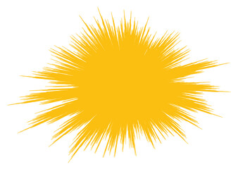 Hand Drawn Amber Yellow Sunburst Explosion with Scratchy Ink Rays Isolated on White © Sreeman