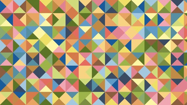 Abstract geometric background with colorful triangle pattern in soft pastel tones.