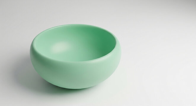 Cute pastel mint green ceramic round bowl on a clean white background