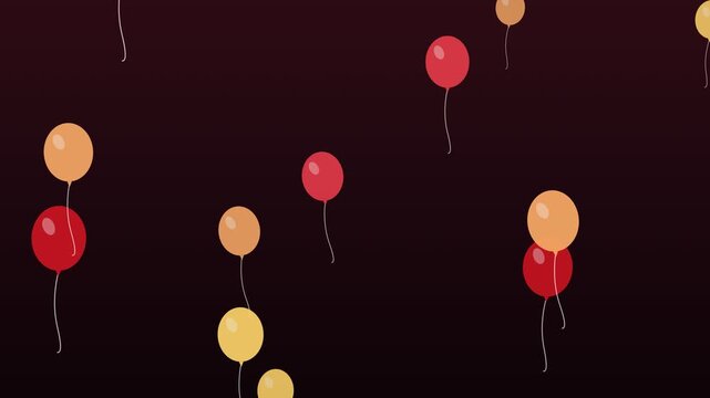 Red and gold balloons floating up on gradient background