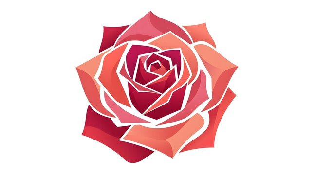Stylized red rose flower vector illustration with geometric petals