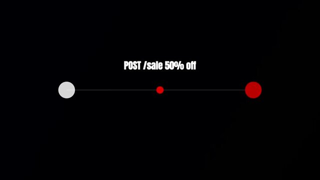 Minimalist Sale 50% Off Motion Graphic Banner, Animated Post Discount Text Overlay, Black Background Commercial Promotion
