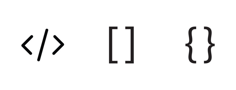 Programming code brackets and slash symbol vector icon set